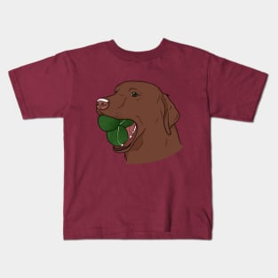 Brown Dog with Ball Kids T-Shirt